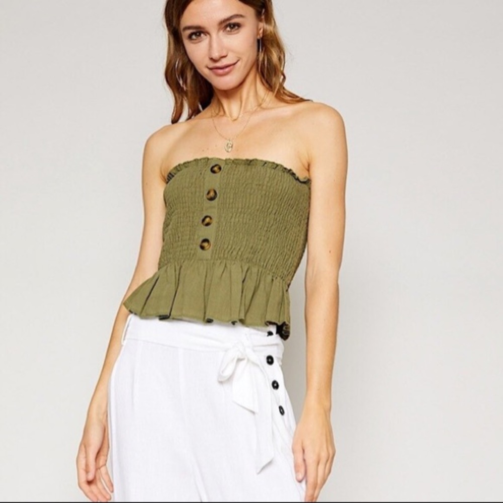 Sadie & Sage Olive Smock Tube Top size large